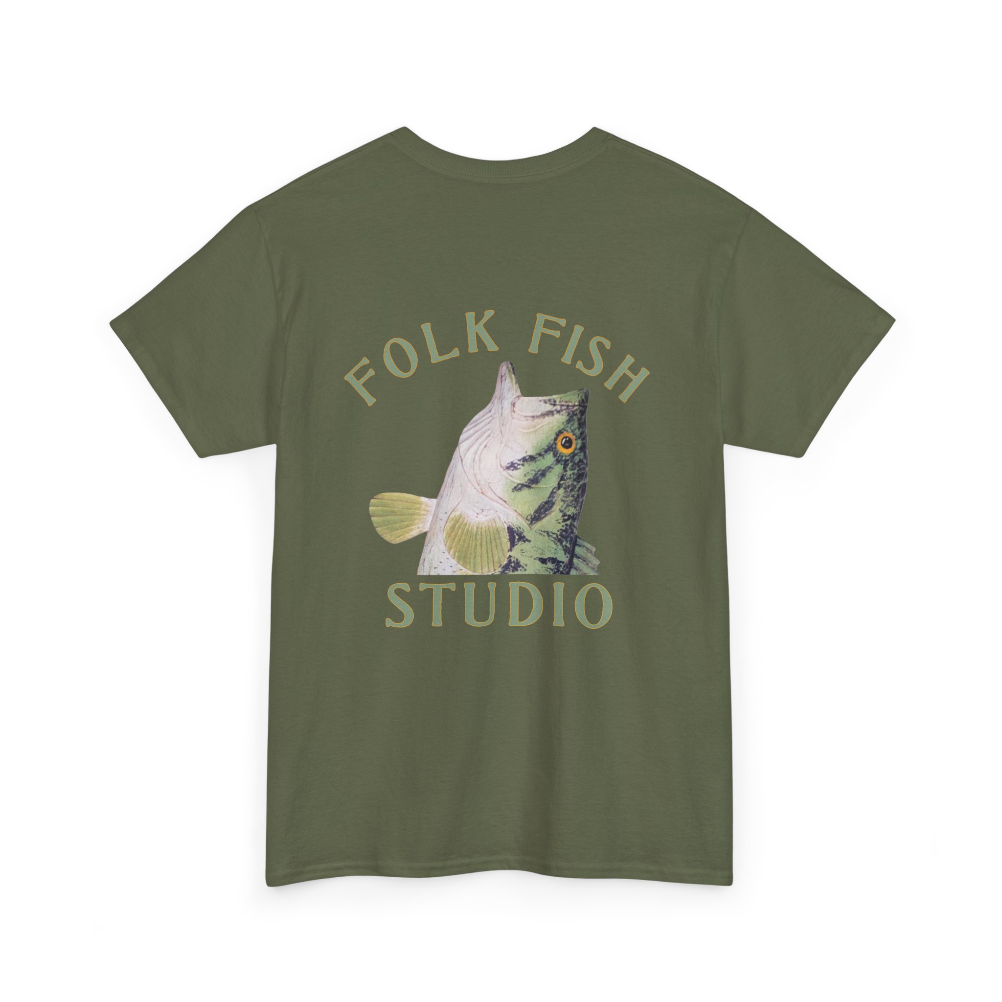 Bucket Bass Folk Fish T-Shirt - Image 4