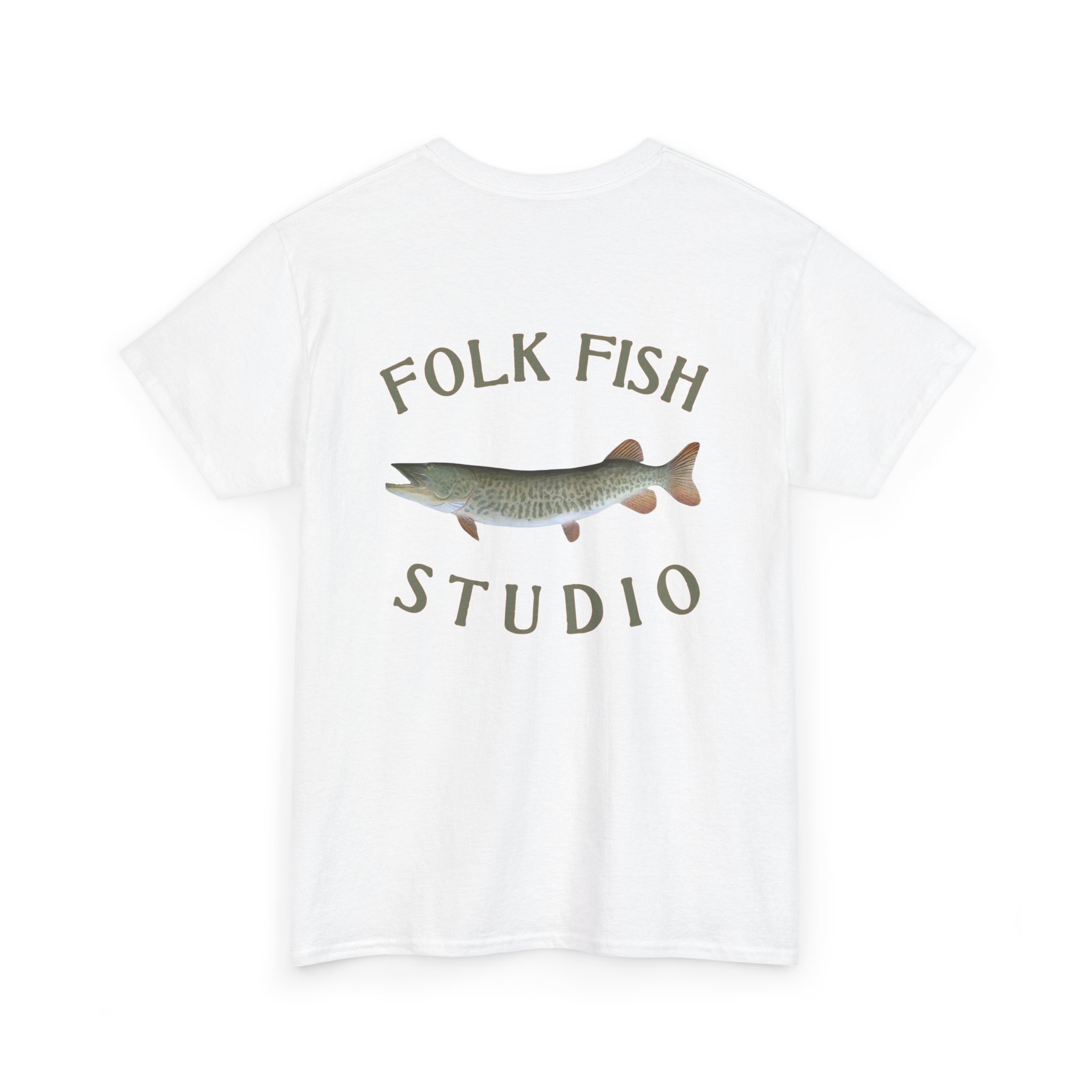 Water Wolf Muskellunge Folk Fish T-Shirt - Image 12