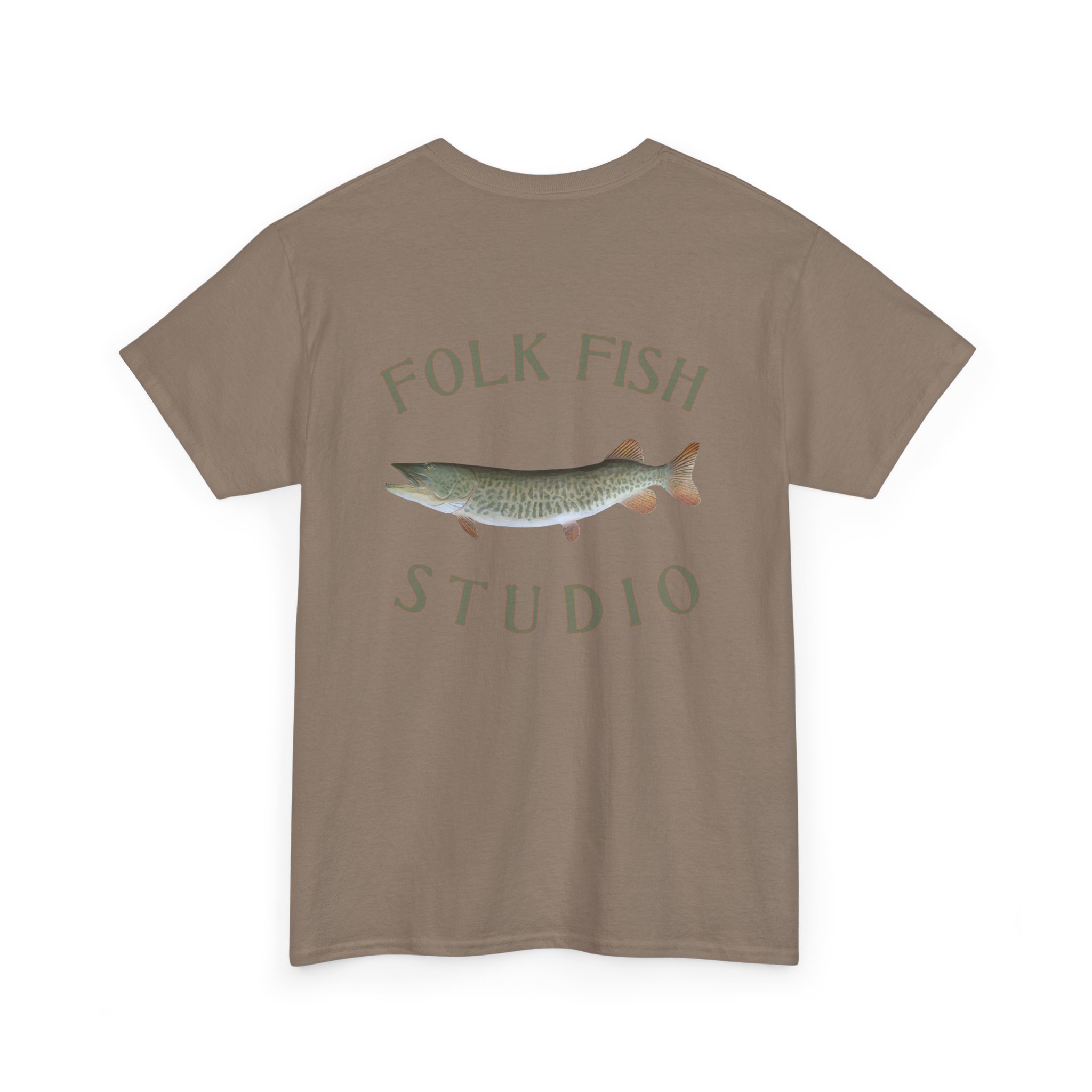 Water Wolf Muskellunge Folk Fish T-Shirt - Image 8