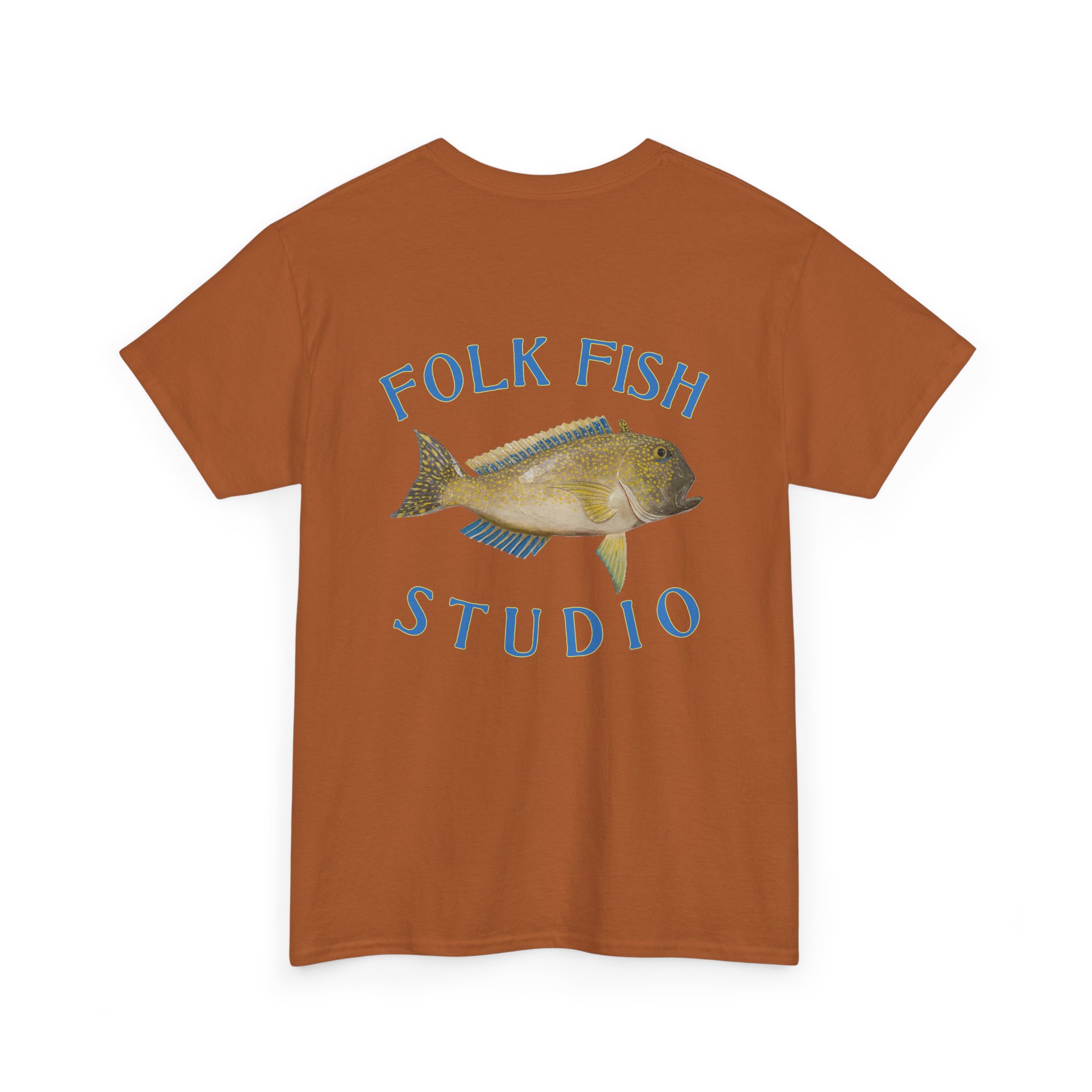 Golden Tile Folk Fish T-Shirt - Image 20