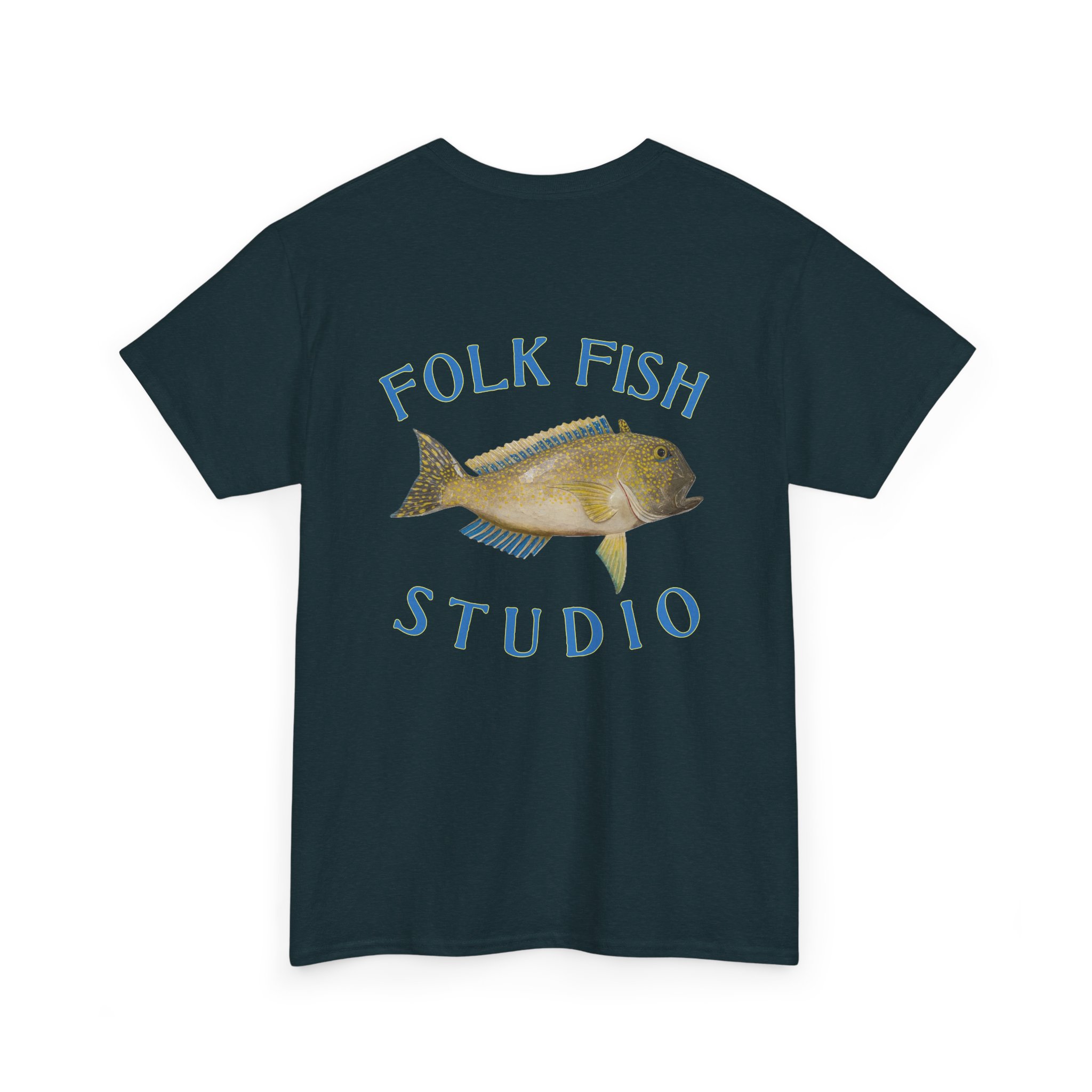 Golden Tile Folk Fish T-Shirt - Image 16