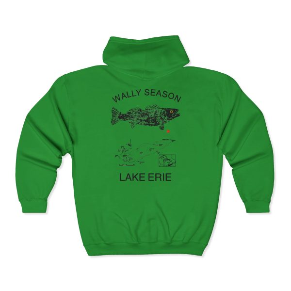 Lake Erie Walleye Hoodie — "Wally Season" Full-Zip Fishing Sweatshirt