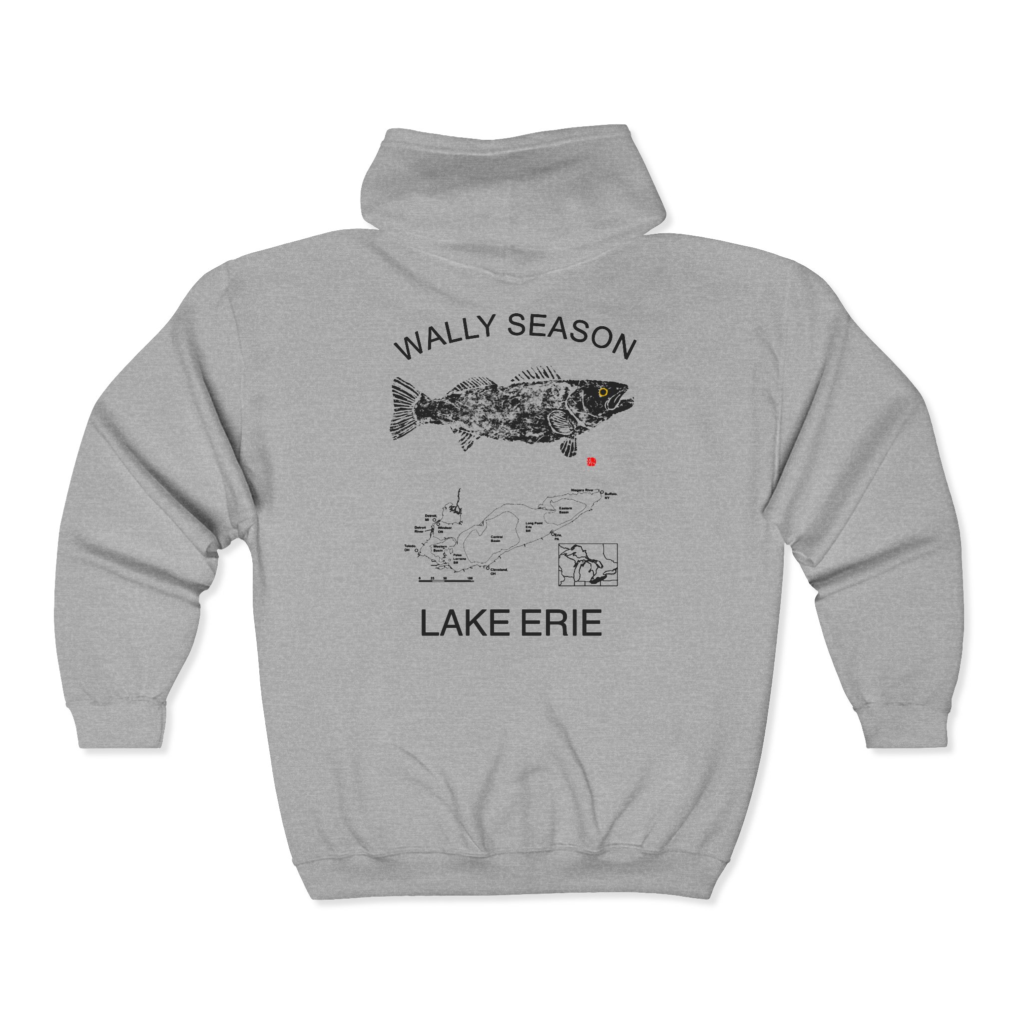 Lake Erie Walleye Hoodie — "Wally Season" Full-Zip Fishing Sweatshirt - Image 5