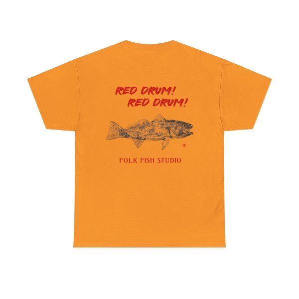 Red Drum Red Drum Redfish Gyotaku Block Print Folk Fish Studio T-shirt